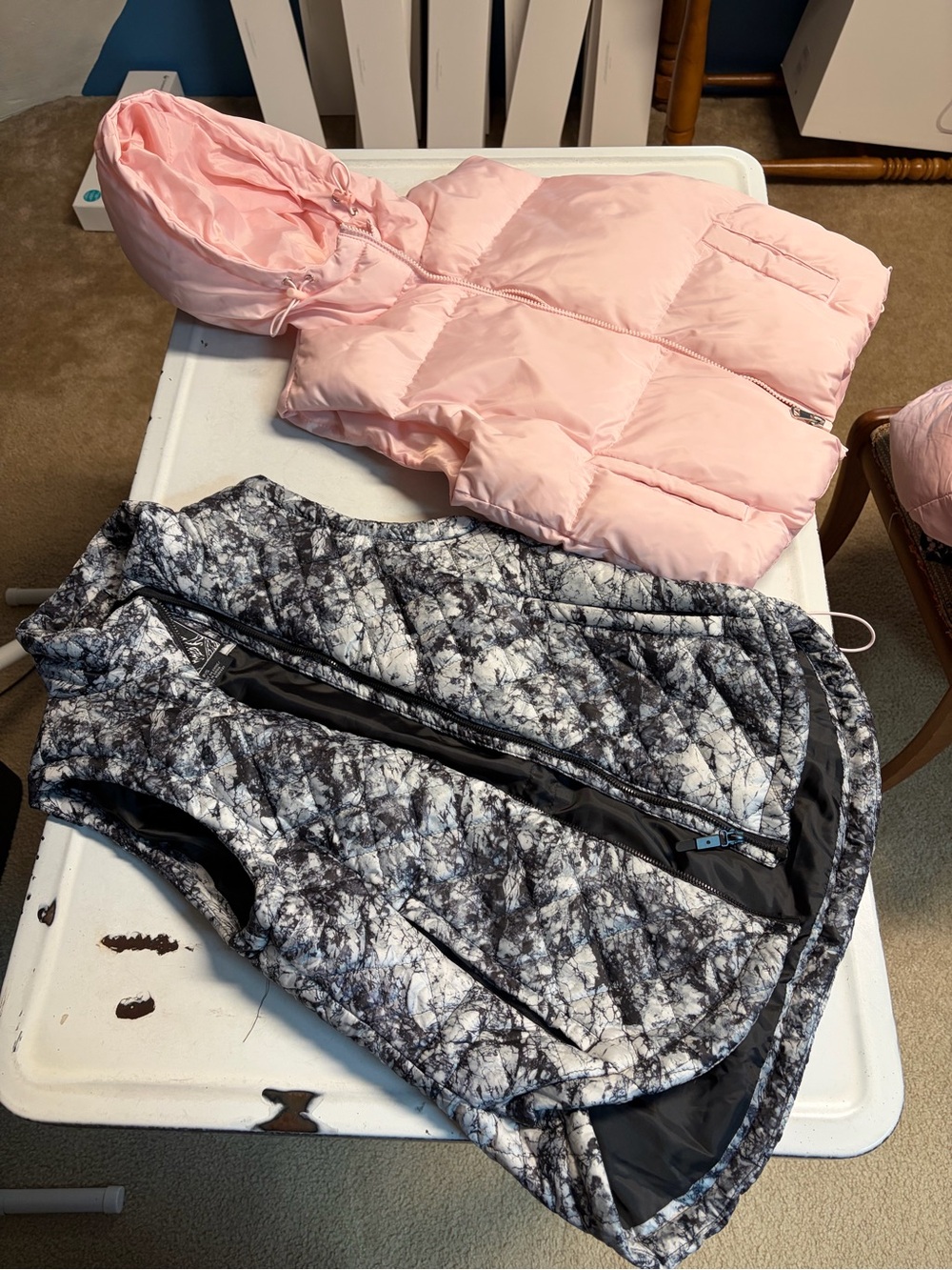 Puffer Vest bundle - Light Pink & Marble Print